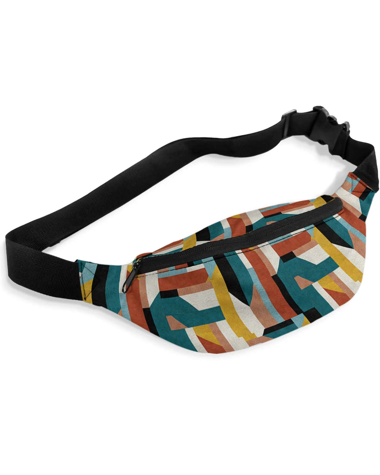 Geometric Pattern Waist Packs for Women Waterproof Outdoor Sports Waist Bag Unisex Crossbody Shoulder Bag