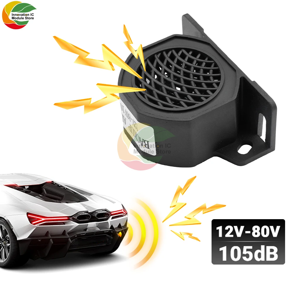 

105dB Decibel Backup Siren Beeper Buzzer Sound Warning Alarm 12V 24V-80V Car Truck Vehicle Horn For Vehicle Reversing Reminders