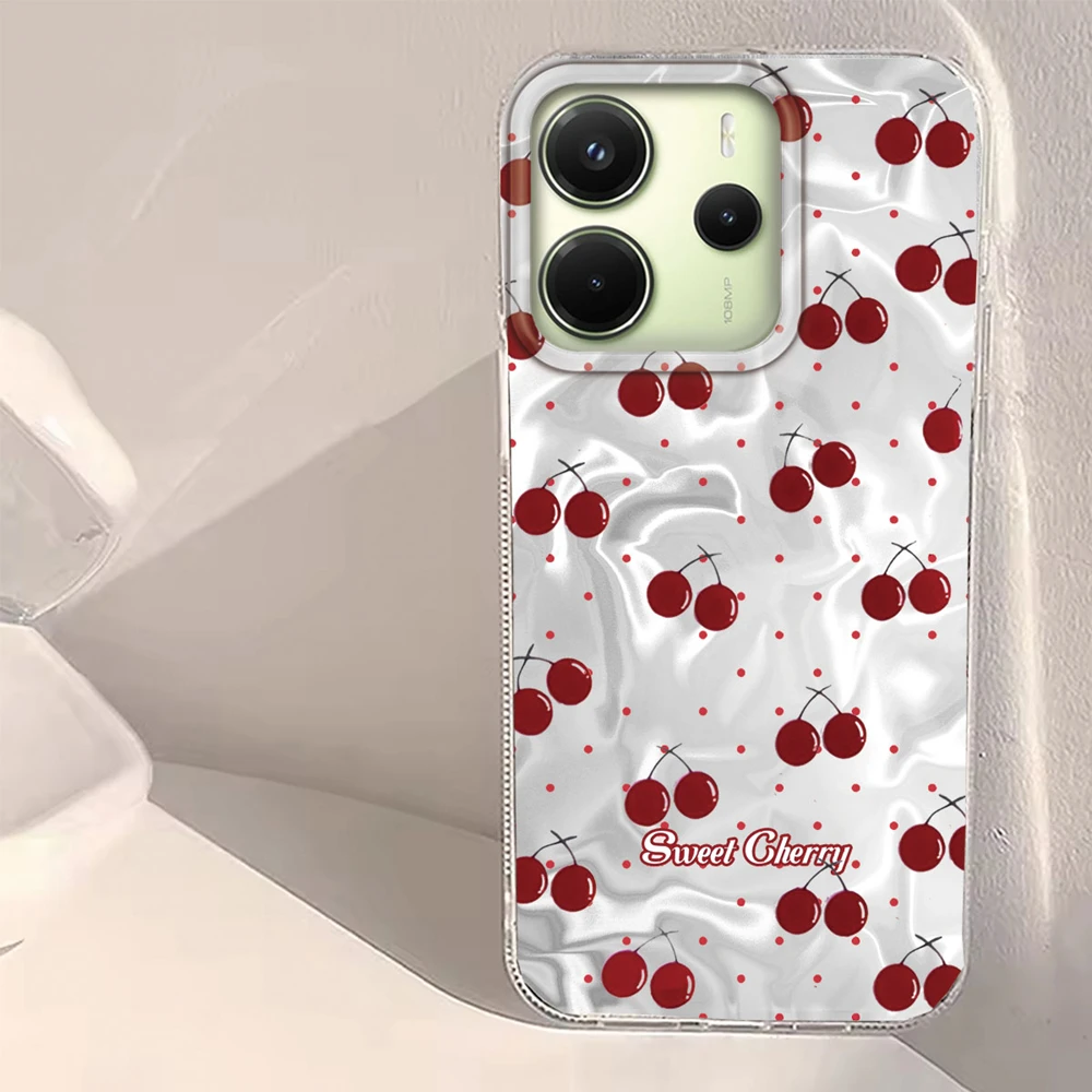 

Summer Cherry Fruit Women Girls Phone Case for Xiaomi Redmi Note 14 13 12 11 11S 10 9 8 Pro 9C 13C 14C A5 A3 A4 A3X A1 A2 Cover