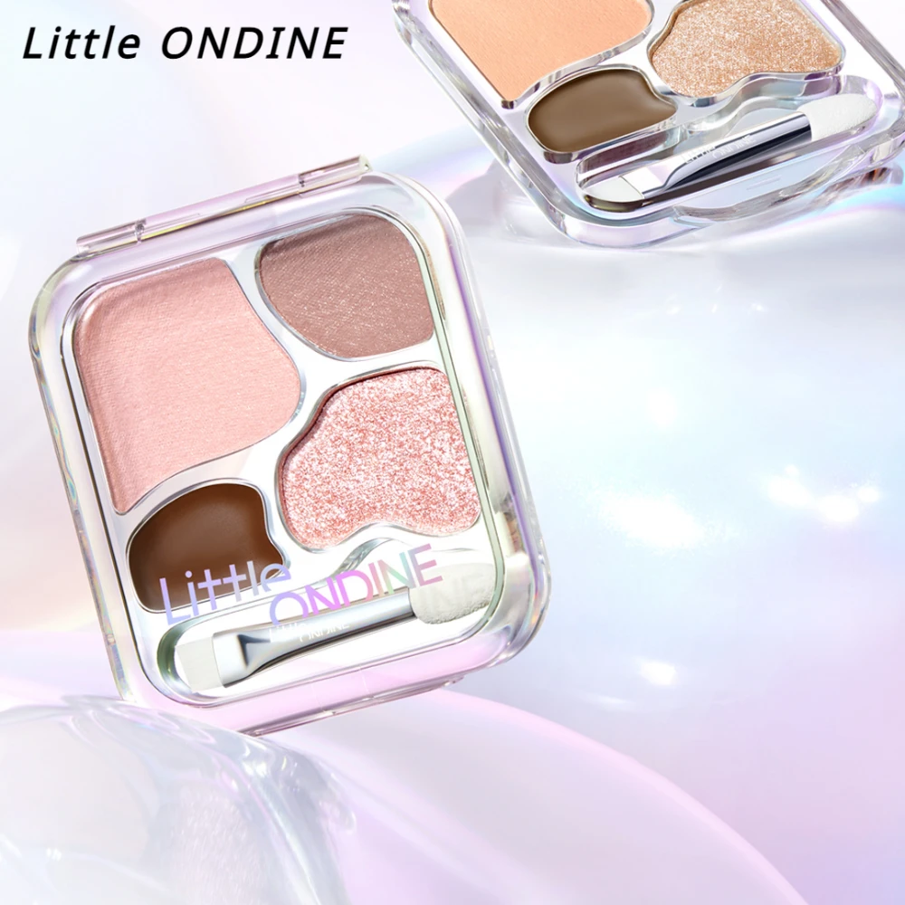 Little Ondina-paleta de sombras de ojos de 4 colores, colorete, delineador de ojos, sombra de ojos, resalte, paleta de contorno, maquillaje lindo, Belleza