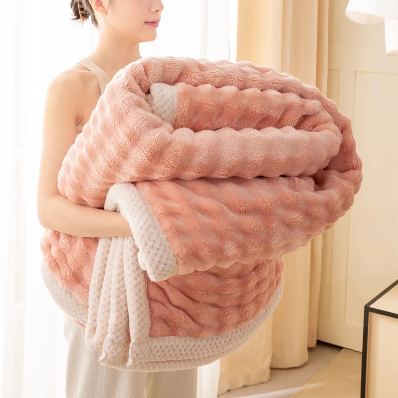 

Thiened Winter Rabbit Fur Blanket Fce Office Nap Blanket Dormi Cover Blanket Sofa Blanket Bedding Use Warmth Assurance