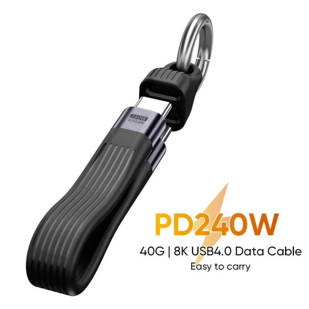PD 240W Type C to Type C Cable USB4 40Gbps Keychain Cable USB C PD3.1 5A 8K 60Hz Data Cord for TV Laptop Tablet MacBook Video