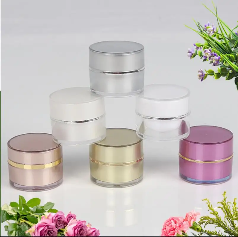 5g plastic acrylic straight round shape pot/jar/tin bottle essence serum eye cream sample gel test art nail  cosmetic packing