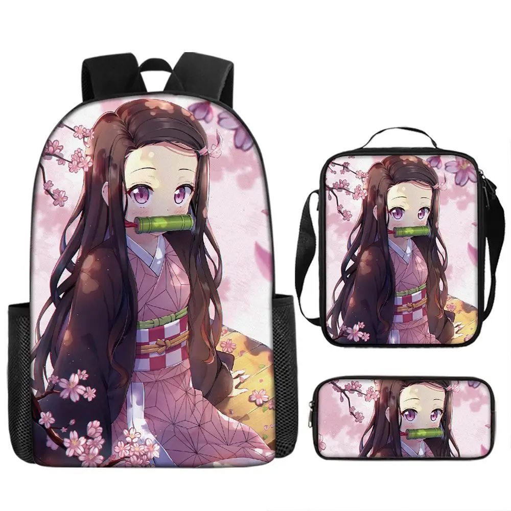 Dämonentöter Tanjiro Kamado Nezuko Agatsuma Zen'itsu Schultasche Hochwertiger Cartoon-Druck Große Kapazität Tragbare Umhängetasche – Detail 4