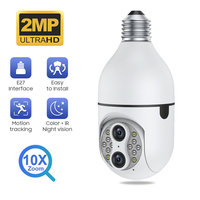 HD 1080P Dual Lens 10X Zoom 360 PTZ Security Bulb Mini Camera with Auto Tracking 2 Way Audio Color Night Vision WiFi CCTV Camera