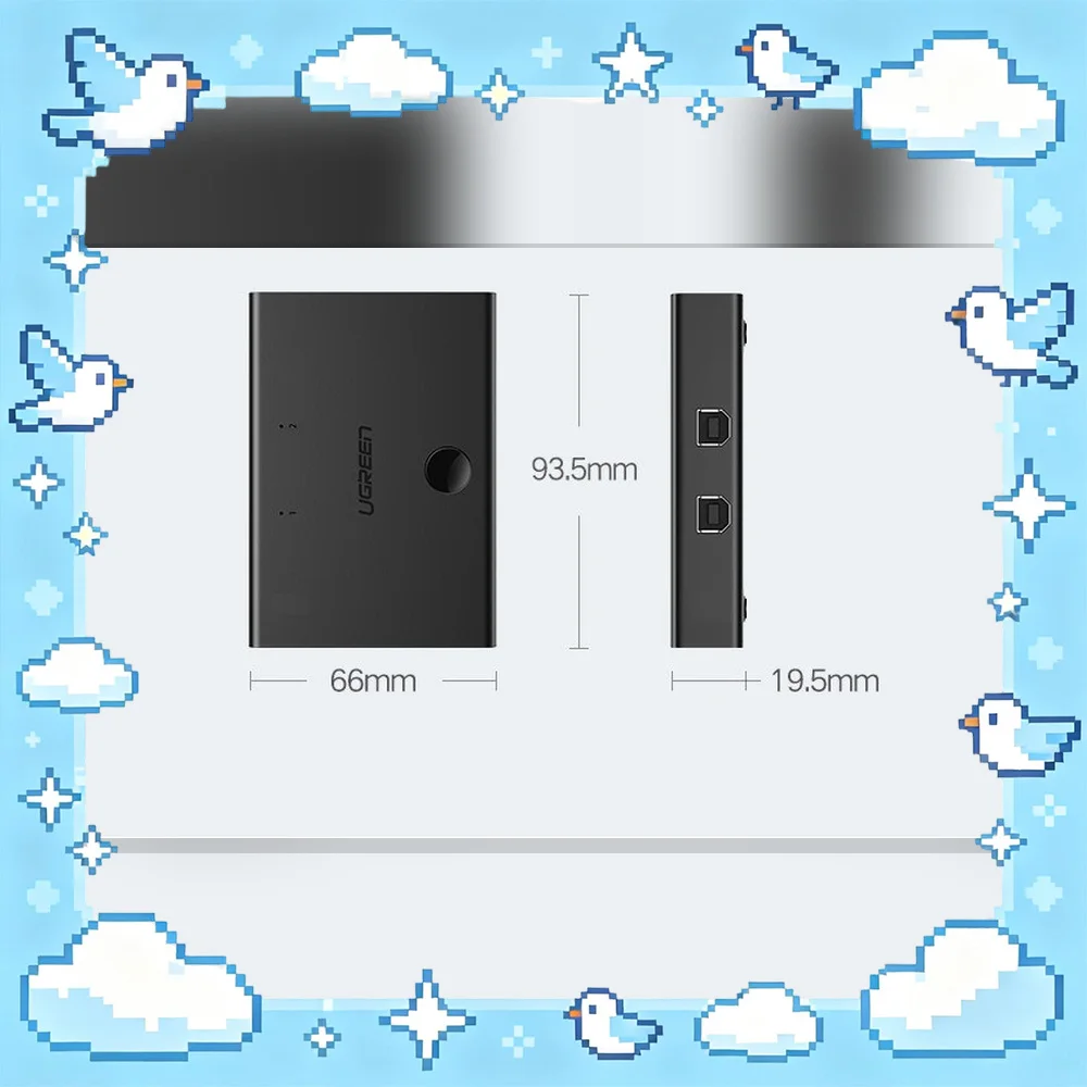 UGREEN 30345 US158 2 Port USB Printer Sharing Switch for Two Computers Share One Printer
