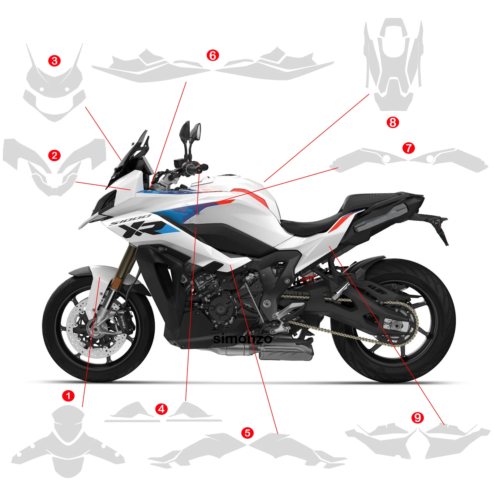 For BMW S1000 XR 2024 2025 TPU Transparent Film 2025 S1000XR PPF Protective Film Motorcycle Anti-scratch Invisible Car Cove