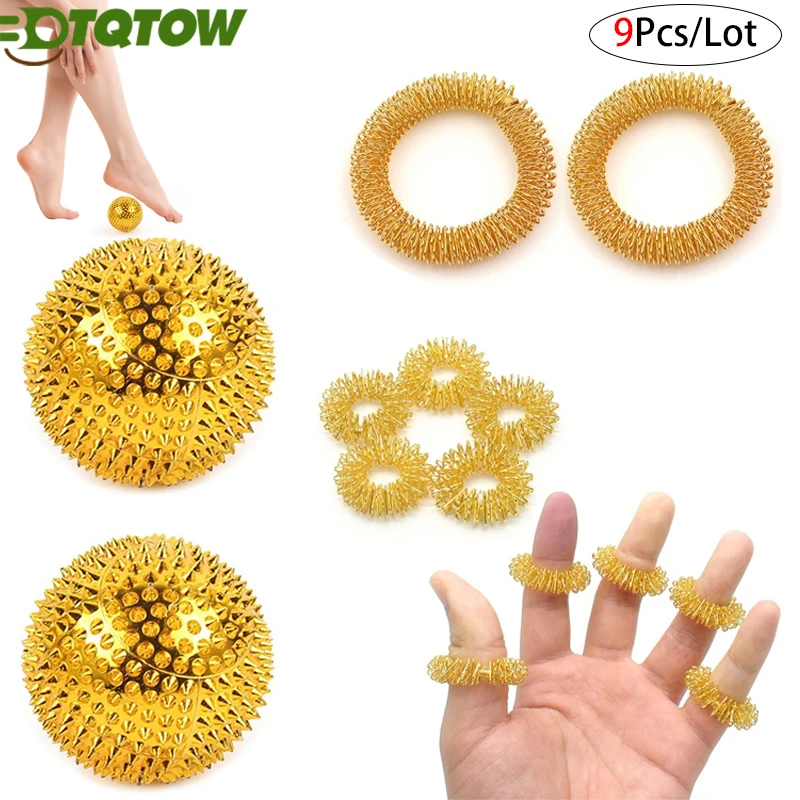 9Pcs/Lot Mini Massage Balls - Hand Palm Acupuncture Balls Palms Magnetic Hand Foot Needle Finger Massage for Blood Circulation