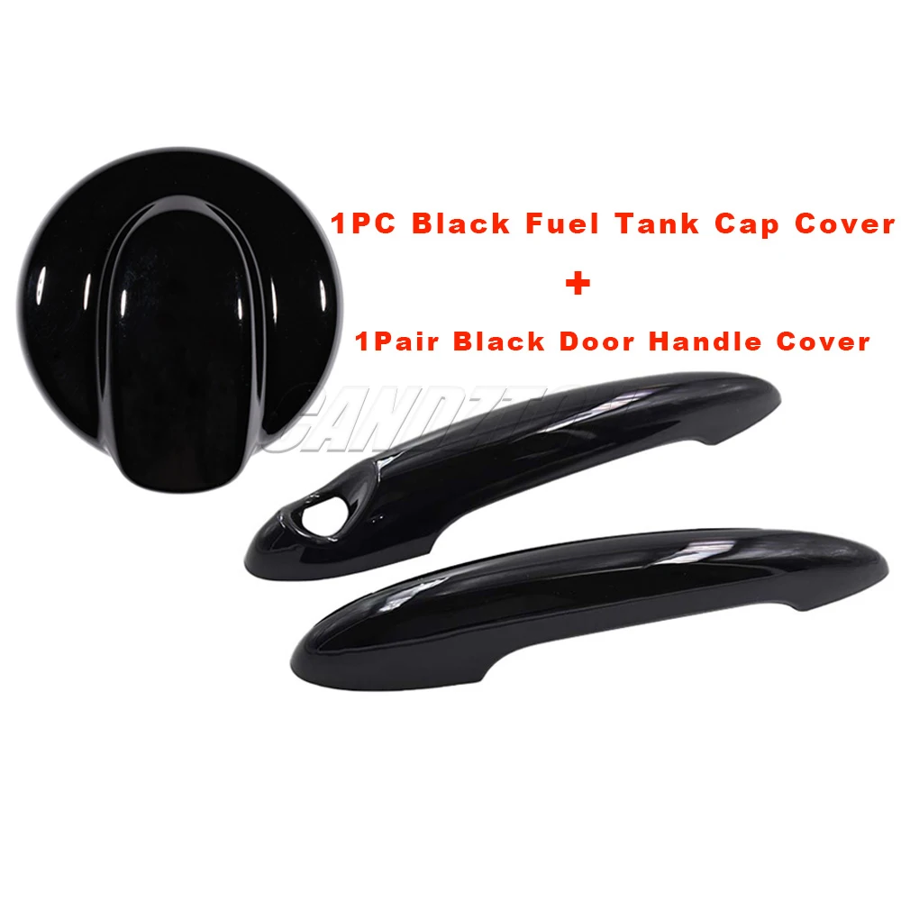 2PCS Black Or Carbon Fiber Door Handle Cover For MINI Cooper S R50 R53 R56 & 1PC Fuel Tank Cap Cover For BMW Mini Gen 2 R56