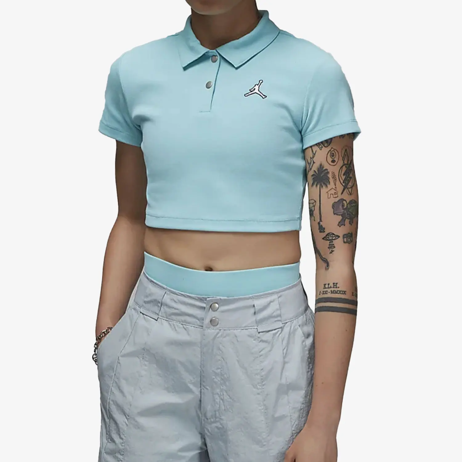 

Nike Genuine Jordan Women's Cropped Ribbed Collar T-Shirt DZ3333-464