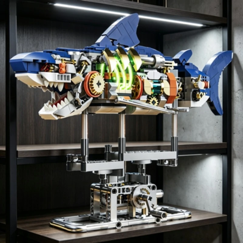 Creative DIY Mechanical Animal Building Blocks Kit,Whale MOC Model,Elegant Desktop Ornament, Party Favor & Holiday Souvenir Gift