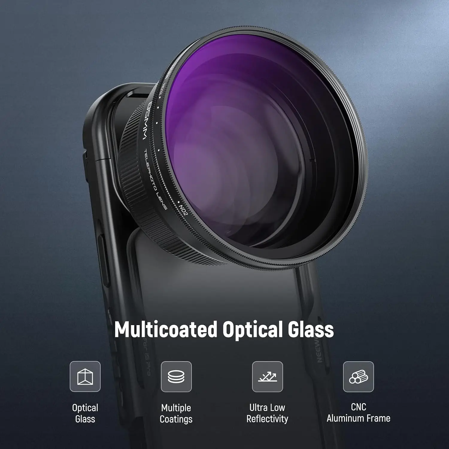 NEEWER 72mm Variabler ND-Filter mit 77mm Gegenlichtblende, ND2-32 Einstellbarer Neutraldichtefilter für iPhone, Android, Samsung – Detail 6