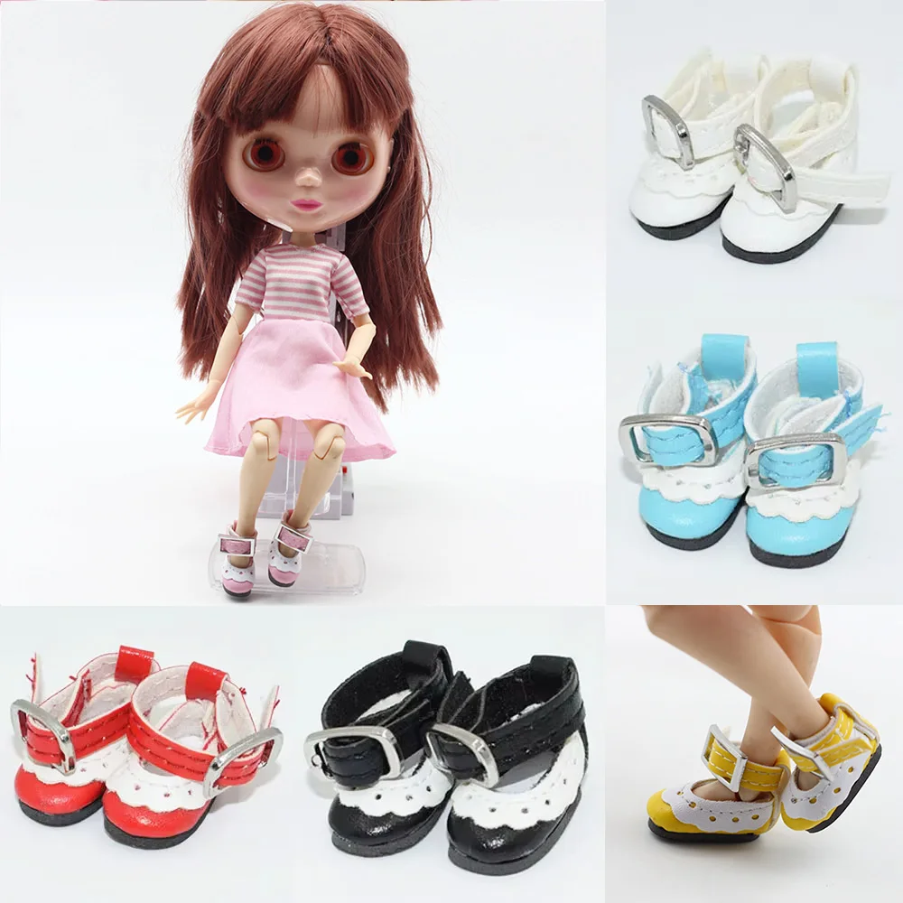 

1Pair 2.8CM PU Shoes for Blythes Doll, 1/12 BJD Lace Shoes Doll Accessories Russian Toys Gift for Children