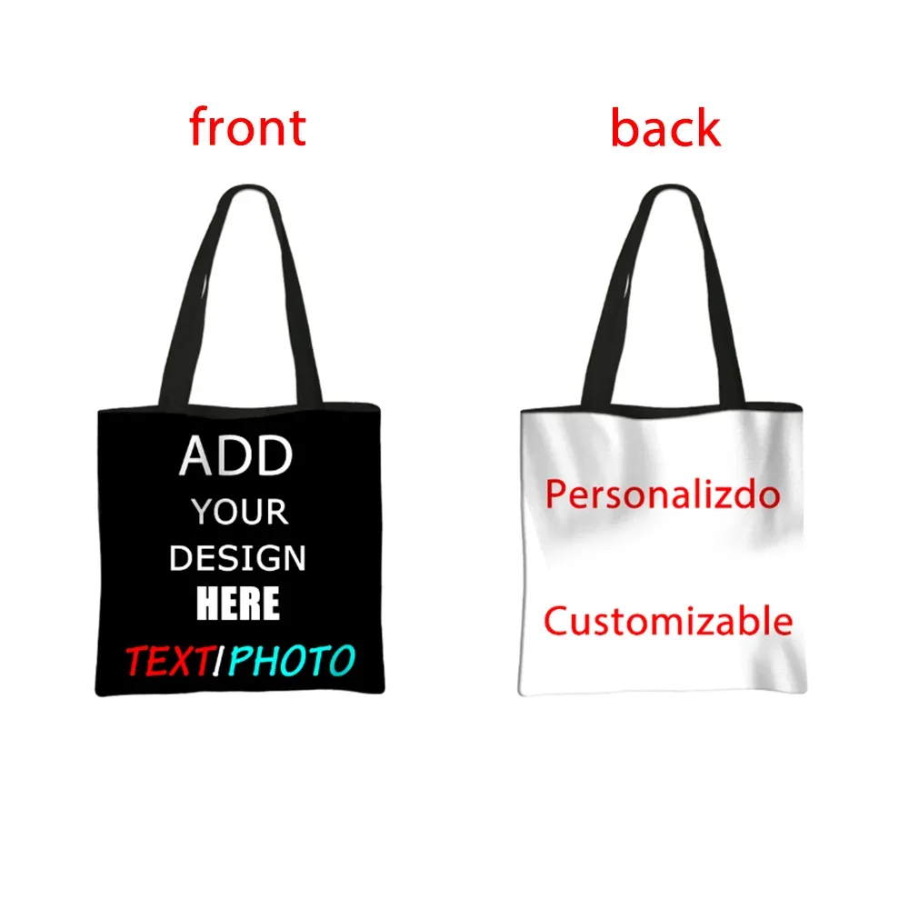 

Customize Your Logo / Name / Image Shopping Bag Handbag Women Ladies Casual Totes Shoulder Bag for Travelling Shopper Bag