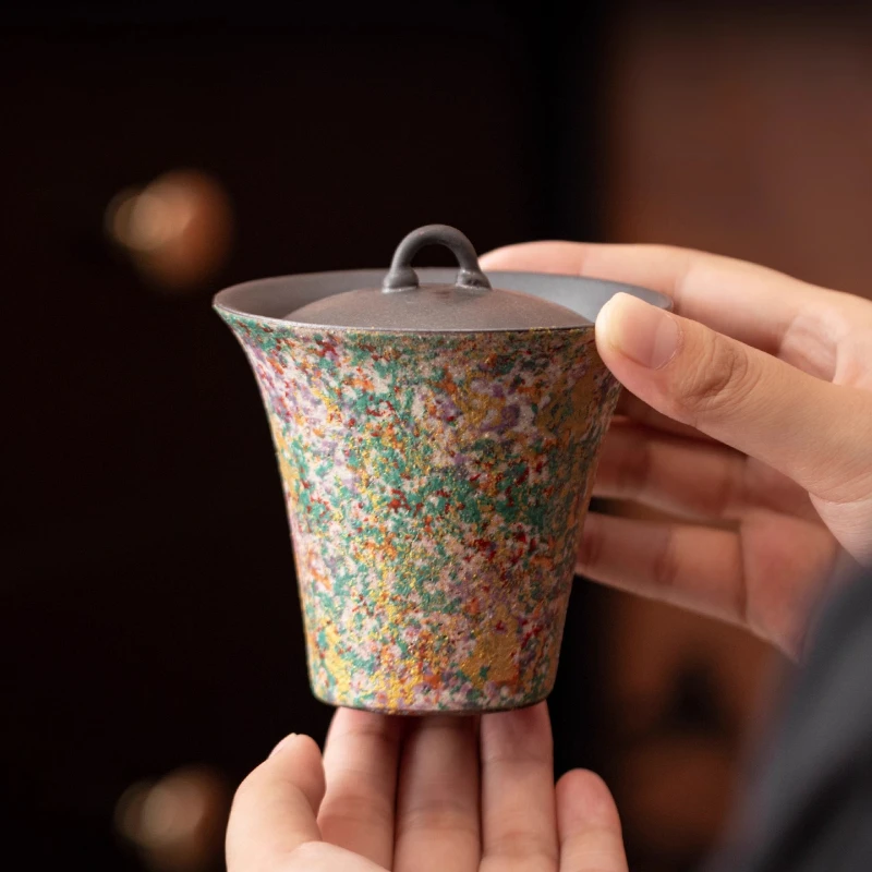 

Rock mine tea cover bowl single high-end 2025 new Chinese retro household kung fu tea set ceramic tea bowl teacup