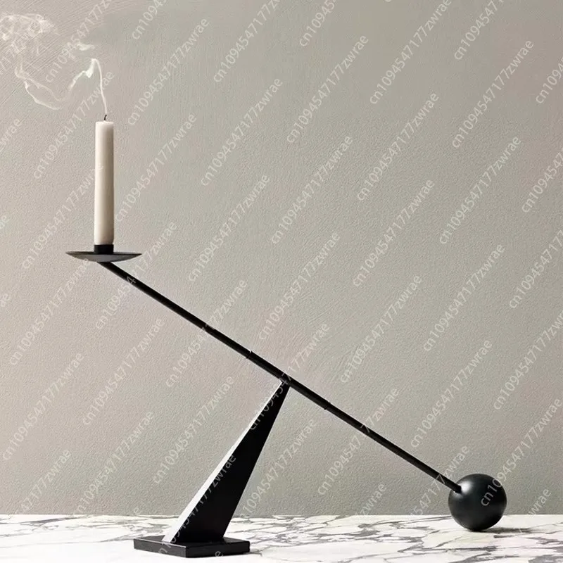 Modern Minimalist Black Candle Holder, Creative Personality, Geometric Lines, Restaurant Candlelight