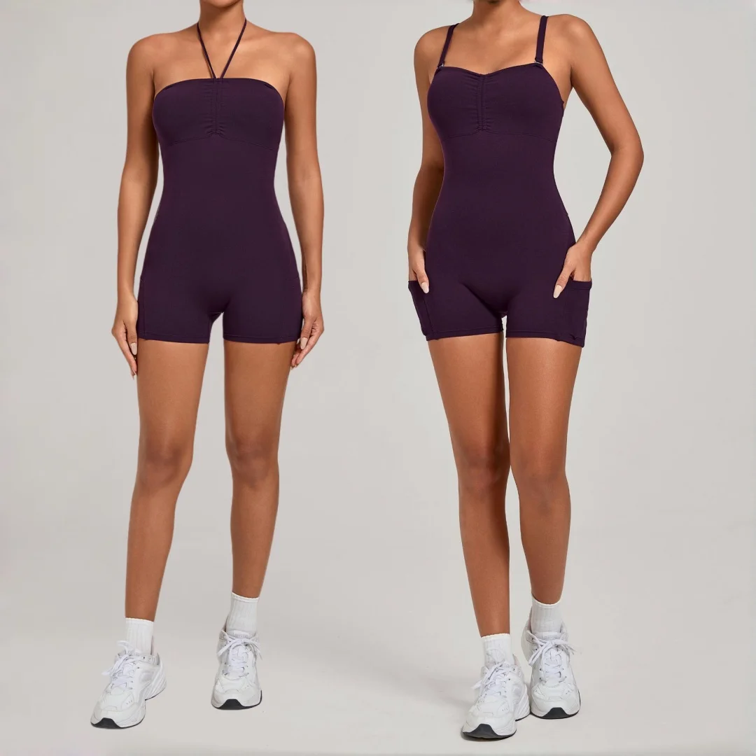 

Женский облегающий персиковый комбинезон для йоги на бедрах, несколько стилей ношения, цельный комбинезон для фитнеса, одежда для тренировок, боди для спортзала