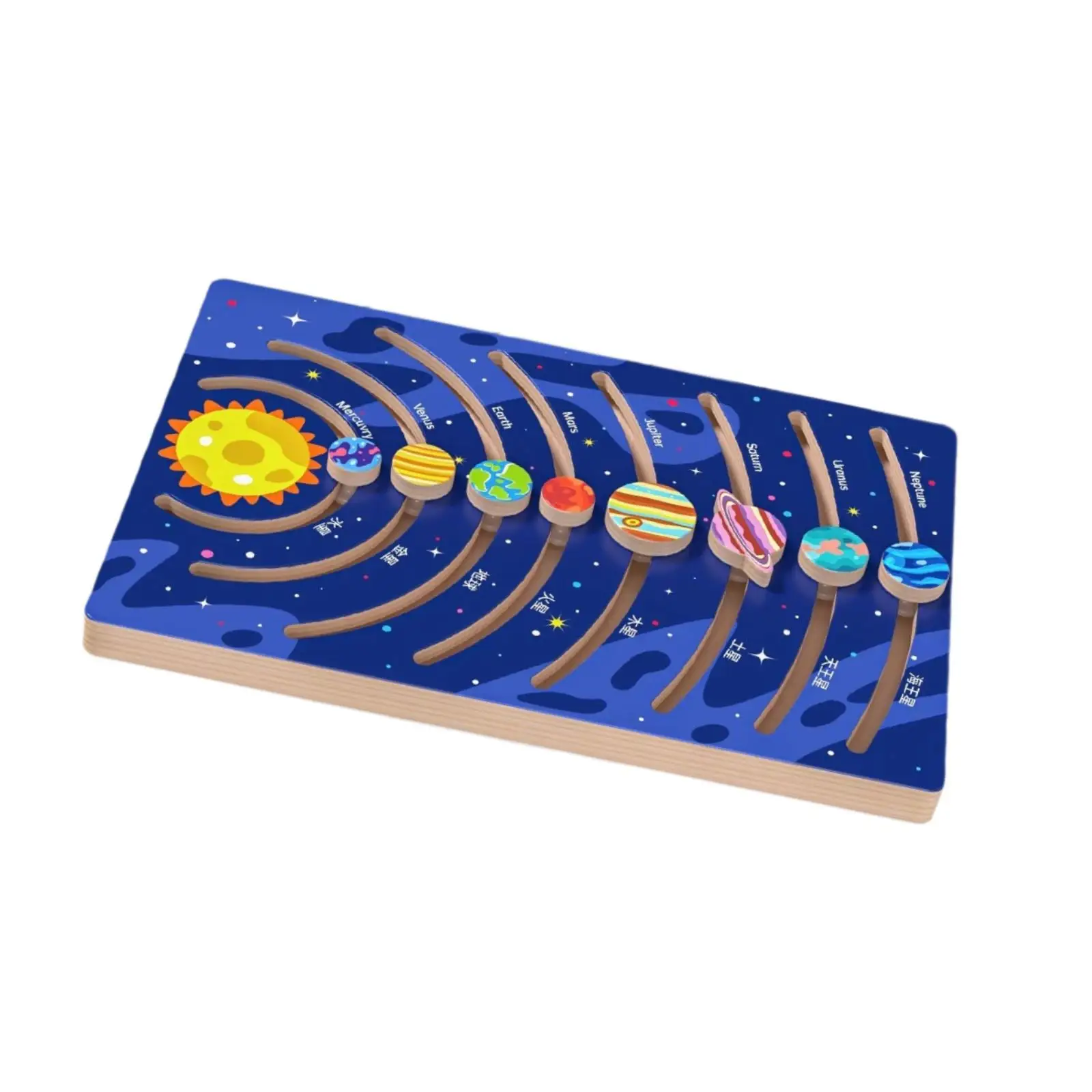 Space Jigsaw Planets Solar System Puzzle Montessori Toy 3D Space Toys Wood Cognitive Game Learning Gifts Movable Solar System