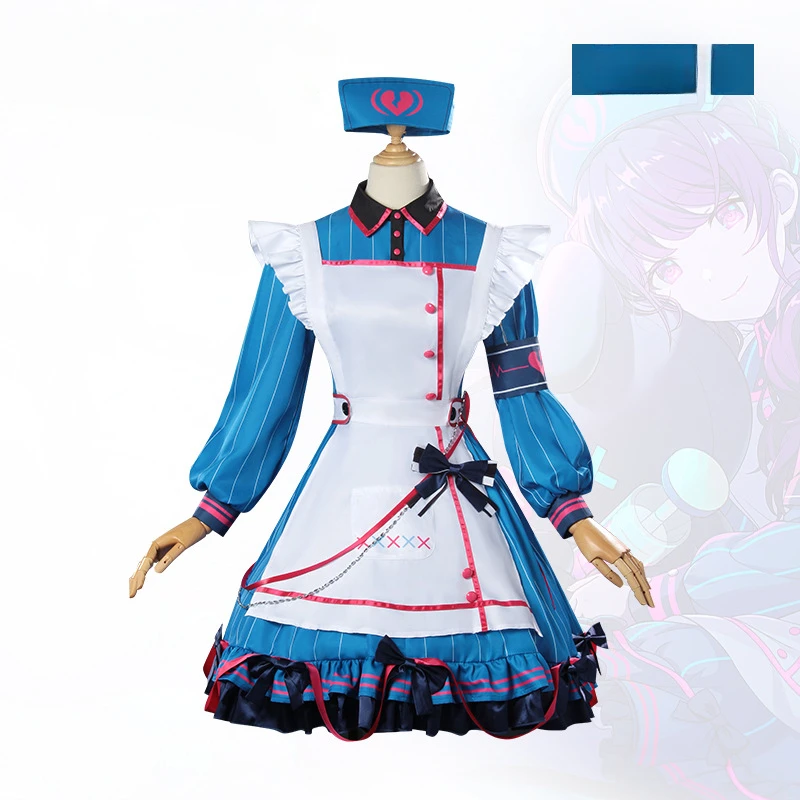 

ANIMECC В НАЛИЧИИ Asahina Mafuyu PJSK Косплей Аниме Проект Sekai Косплей Синяя униформа горничной Платье Хэллоуин Вечеринка для женщин