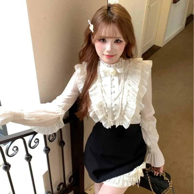 

Autumn New Style French Temperament Sweet and Gentle Design Slim Top High Waist Skirt Suit for Women