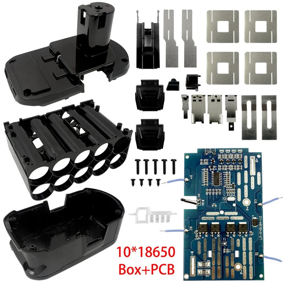 ✼P108 Power Tool Parts for RYOBI 18V 10x18650 Li-Ion Battery Plastic Case Charging Protection Circuit Board