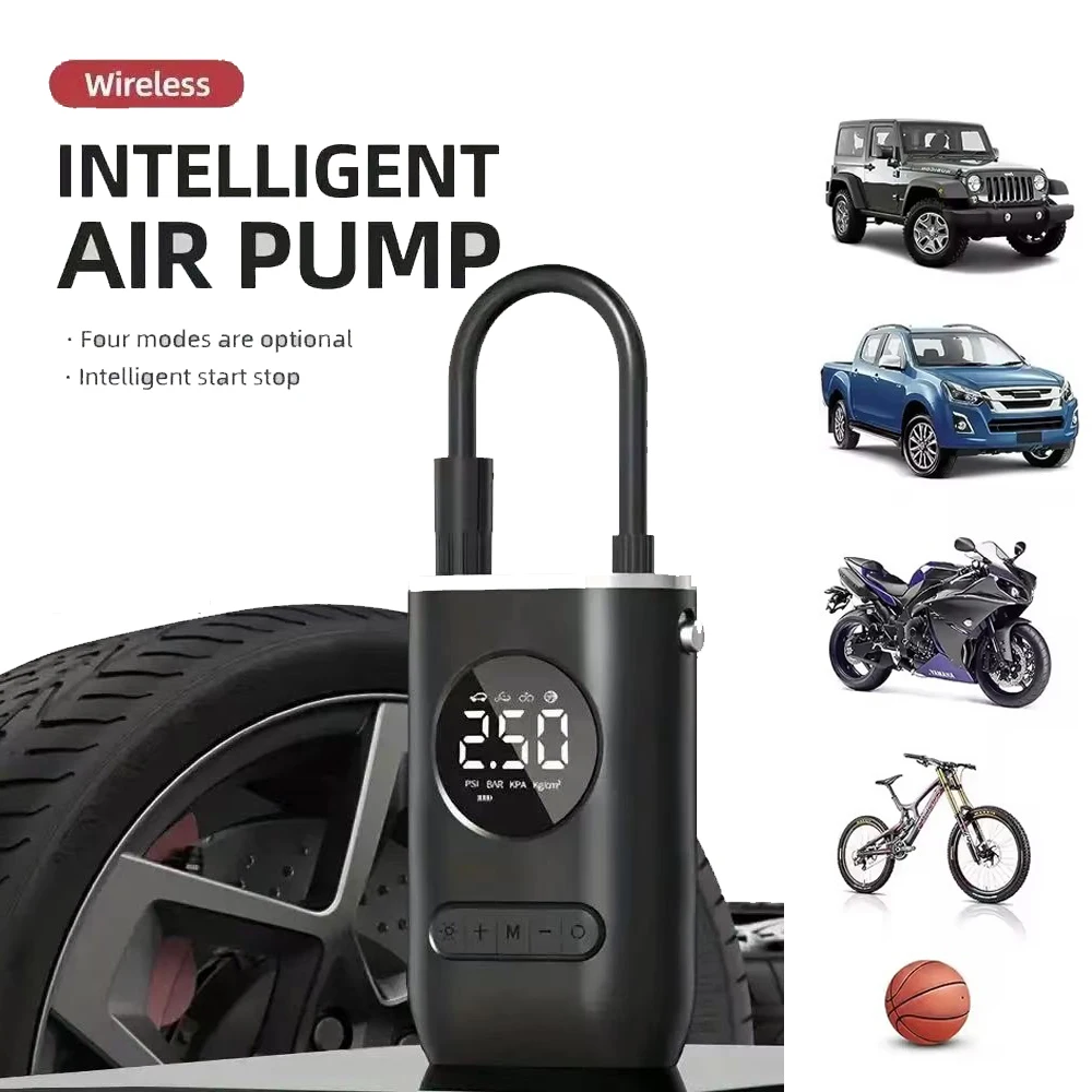 Mini Car Electric  Inflation Air Pump Portable Wireless Handheld Charging Digital Display Tire Pump For Car Motorcycle Bike Ball