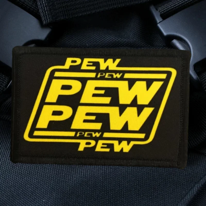 PEW PEW Tactical Morale Badge Printed Patch HOOk&LOOP Pew Shooting Sound Funny Patch Military Stickers for Backpacks and Helmets