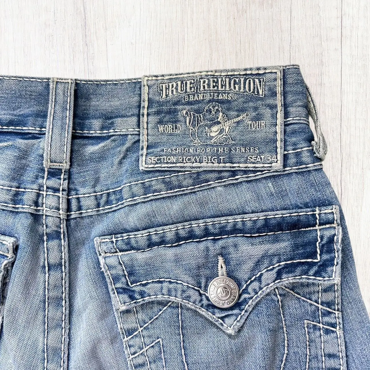 

Harajuku Retro Pocket Embroidered Blue Baggy Jeans Gothic Buddha Logo Jeans Y2K Pants Men Women Low Waist Wide Leg Trousers