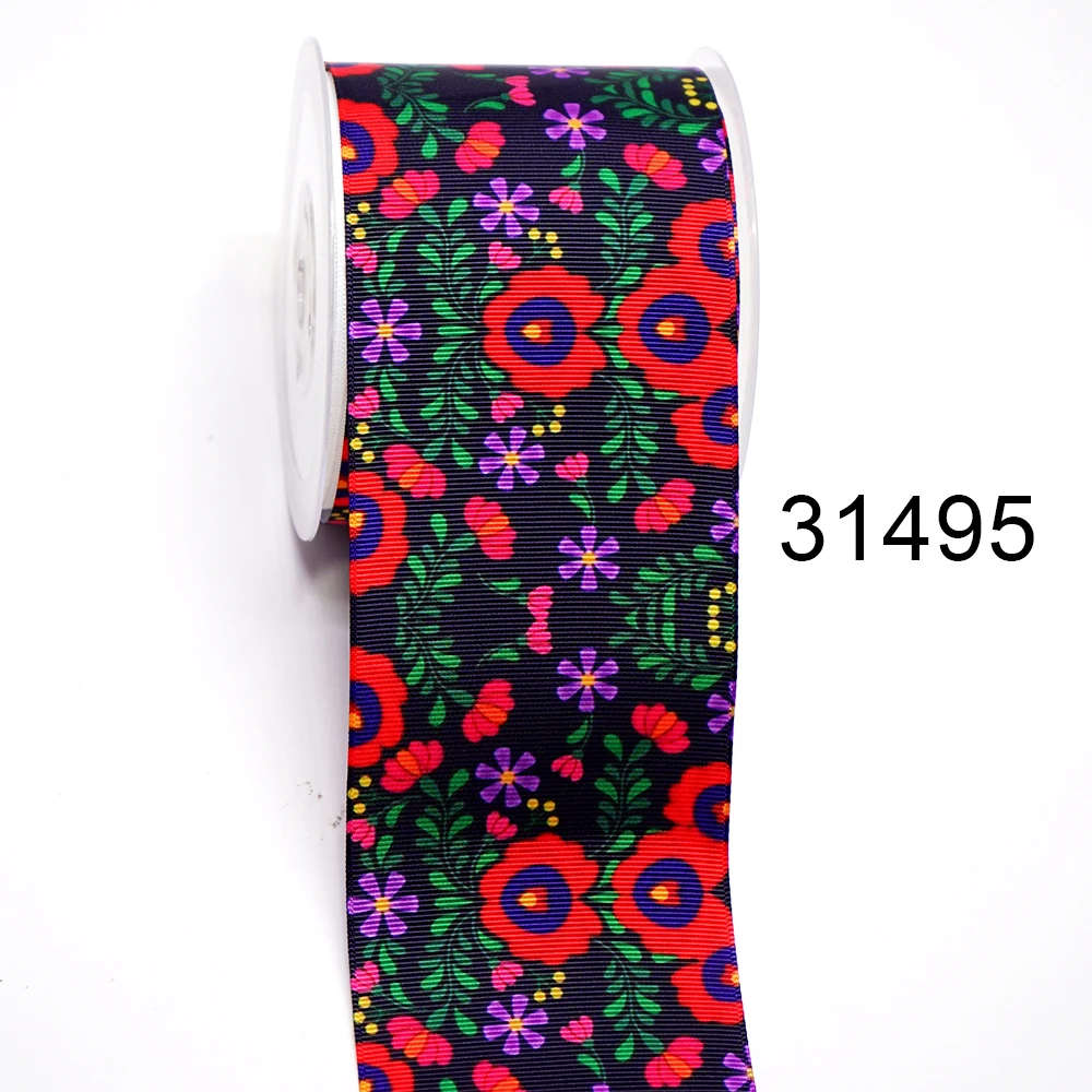 DIY Cartoon Flower Printed Grosgrain Ribbon For Craft Supplies Sewing Accessories 5 Yards. 10289