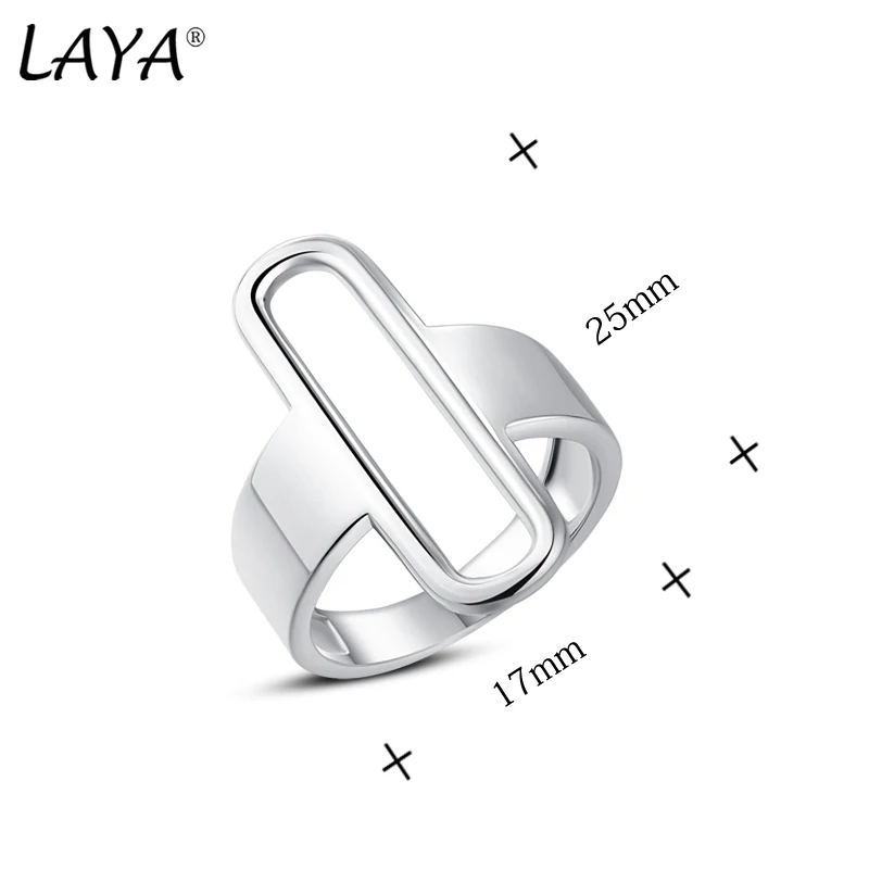 LAYA 925 Sterling Silver Irregular Unique Design Plain Silver Creativity Wide Big Ring For Men Women Original Modern Jewelry