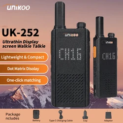 2 PCS UNIKOO UK252 15mm Ultra-thin Mini Walkie Talkie UHF FRS Type C Charging Long Range Communication Set Two Way Radios