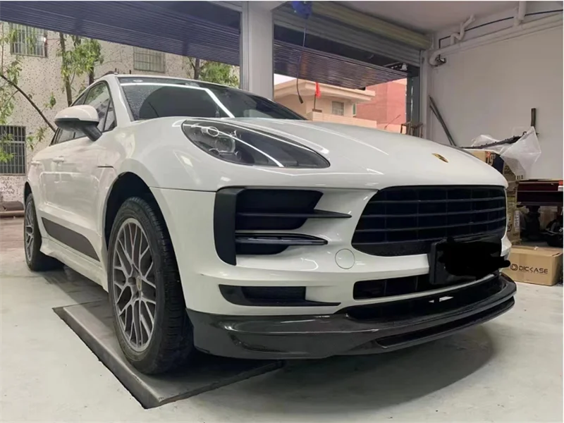 For Porsche Macan 2019 2020 2021 High Quality Real Carbon Fiber Front Bumper Lip Spoiler