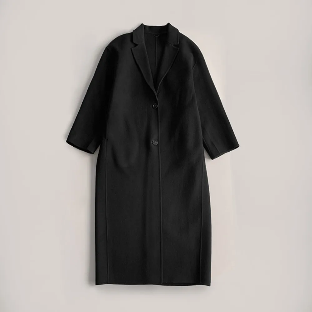 Early Winter European and American Niche Low-collar Cocoon-type Woolen Coat Woolen Coat