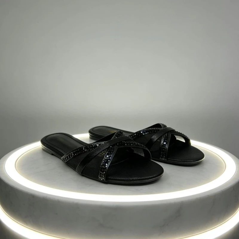 Ladies Flat Slippers Leisure Beach Non-slip Women\'s Shoes 2025 Summer New Outdoor Luxury Brand Designer High Quality Footwear