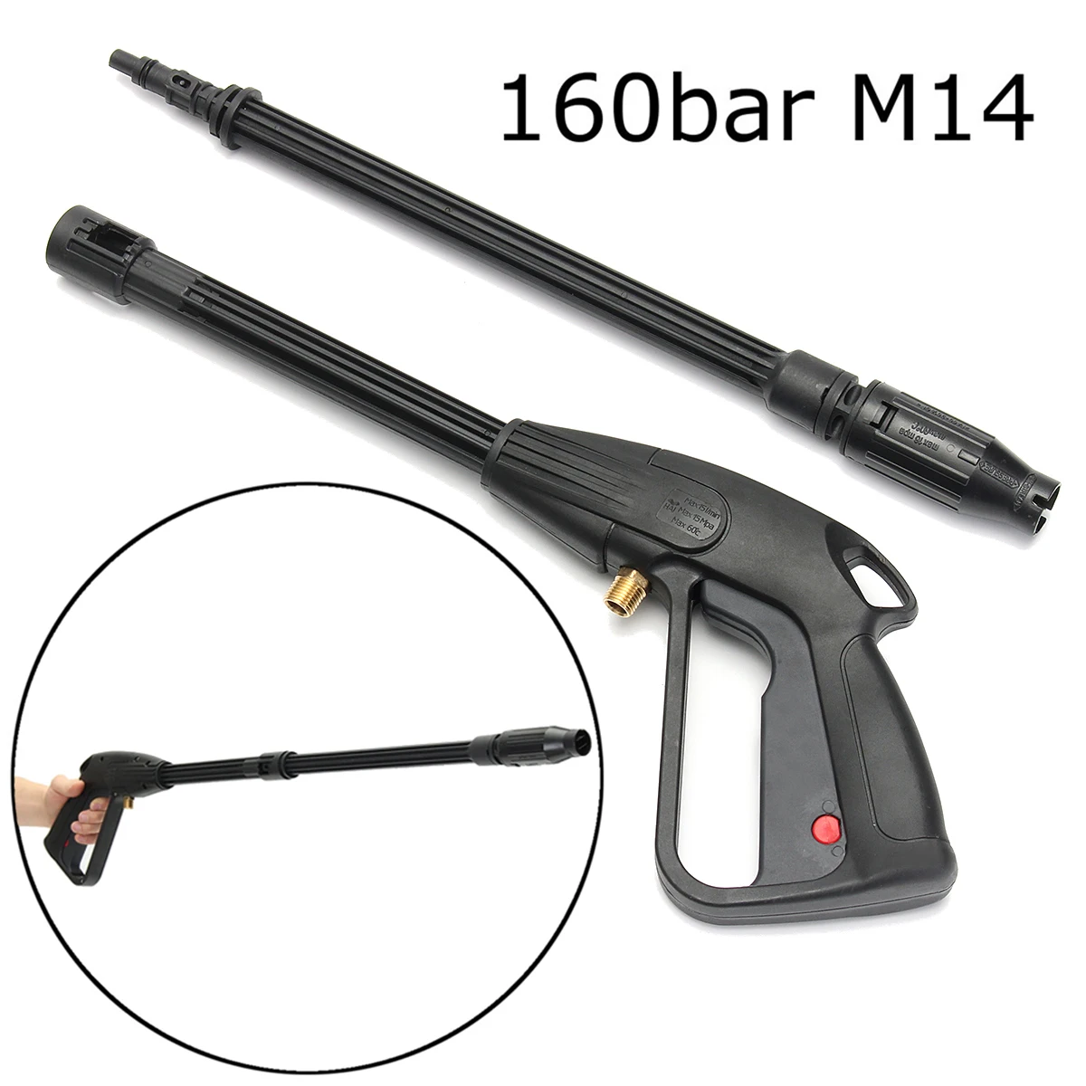 M14 160Bar High Pressure Power Washer Spray Nozzle Adjustable Water Gun Home Washing Accessories for Car Garden Cleaning