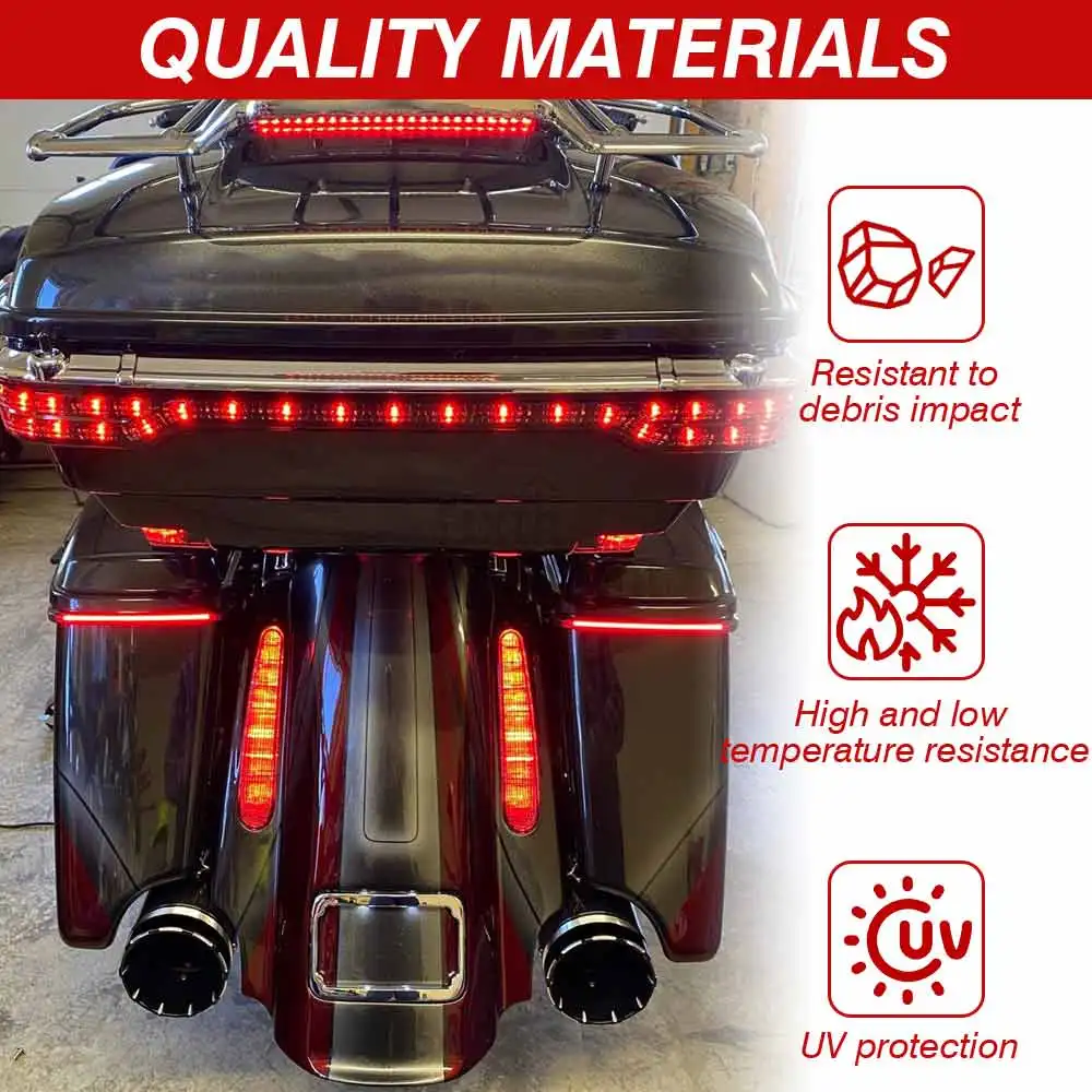 نظام حاجز خلفي ممتد للدراجة النارية مع ضوء LED لدراجة Harley Touring Road King Electra Street Glide FLHTC FLHR FLTR 93-2008 #3