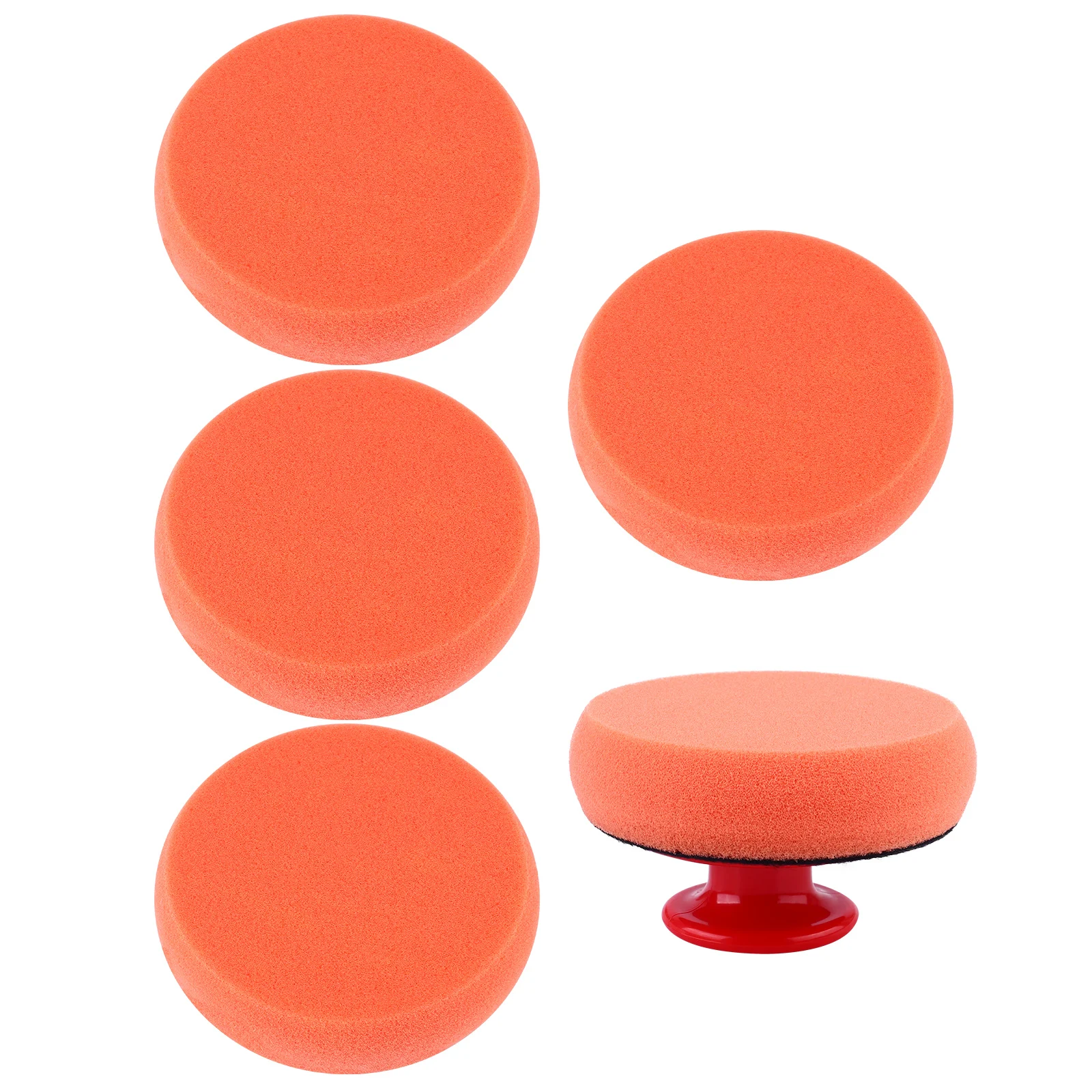 

6 pcs Car Sponge Polishing Pad Orange Handle Foam Waxing Tool Auto Body Supplies Plastic Scratching Improvement Sealing Paints