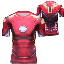 2024 new summer parent-child T-shirt, Marvel Iron Man, fashionable casual short sleeved, 3D printed pattern family clothing