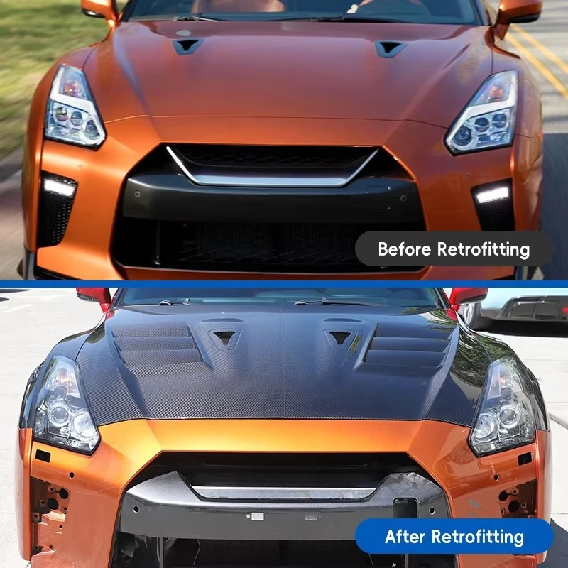 Automobiles Carbon Fiber Black Transparent Engine Hood