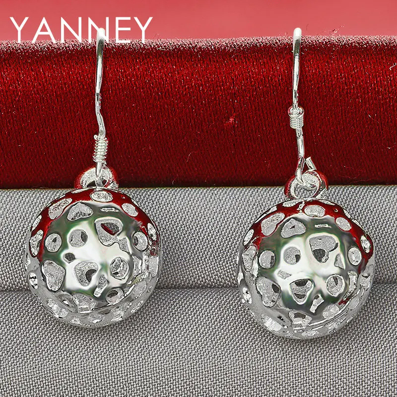 925 Sterling Silver 13MM Charm Hollow Ball Earrings For Women Fashion Girlfriend Wedding Temperament Jewelry Gifts Accessories