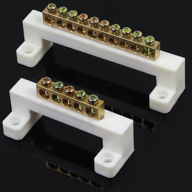 2PCS 250V 15A   5way 7 Way 10 way Straight Ground Wire Row Copper Electrical Bar Terminal Block view 4