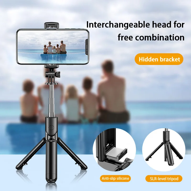 Lenovo Wireless Selfie Stick Tripod with Bluetooth Remote Expandable Tripod for iPhone Mobile Phone Tiktok Live Streaming