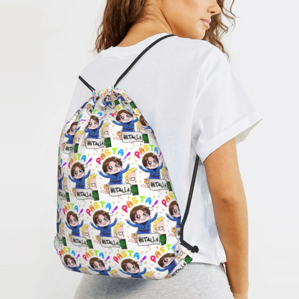 Silly Hetalia Picture Backpacks Fashion Drawstring Bags Sports Bag Book Bags for Man Woman Students