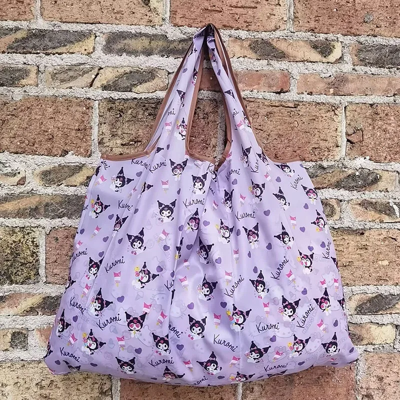 Sanrio Supermarket Eco Friendly Shopping Bag Cartoon Kuromi Foldable Portable Waterproof Large Capacity Handheld Storage Bag view 4