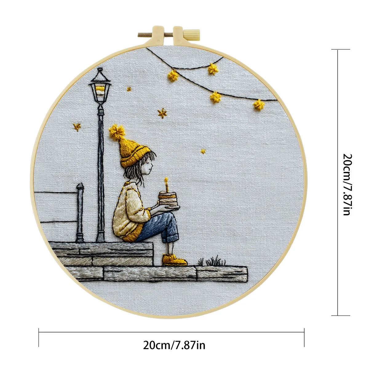 1 Stück 20X20CM/15X15CM 7,87/6,3 Zoll Herbst, Das Mädchen Stickerei Starter-Kit DIY-Kit DIY-Stickerei-Set Handarbeiten Nähkunst – Detail 3