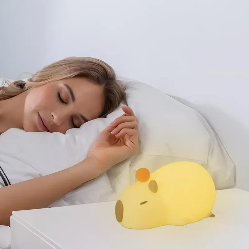 

Capybara Night Light Bedside Lamp Touch Control Animal Lamps Table Decoration Silicone Lights Adjustable Brightness & Timing