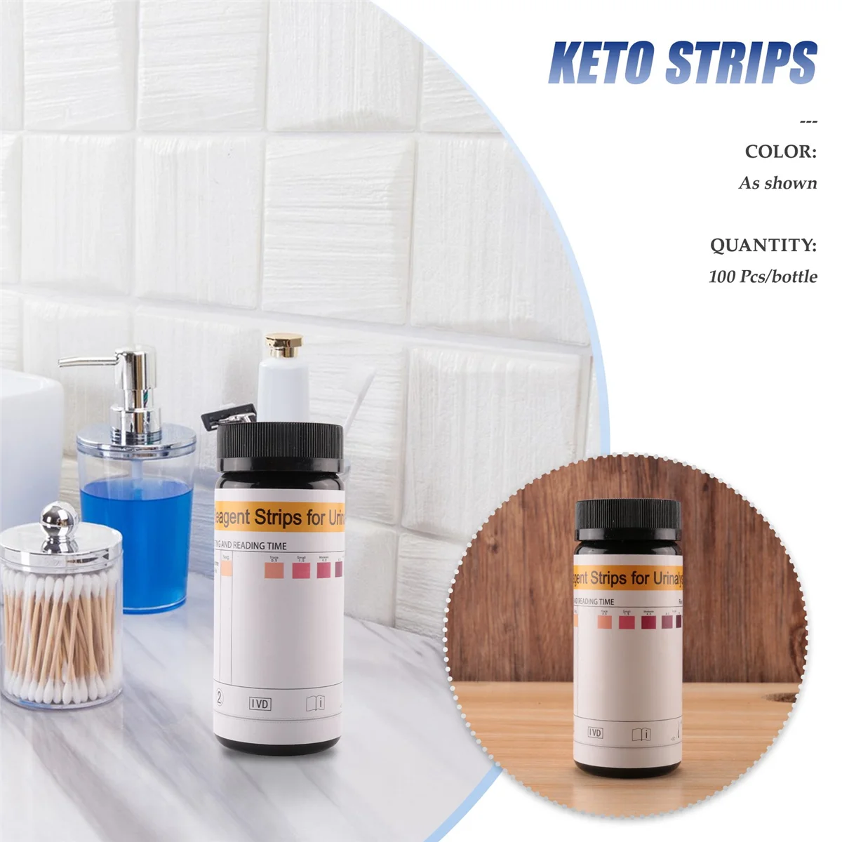 شرائط تحليل فقدان وزن الكيتوزية المنزلية ، شرائط البول الكيتوني ، من كل زجاجة