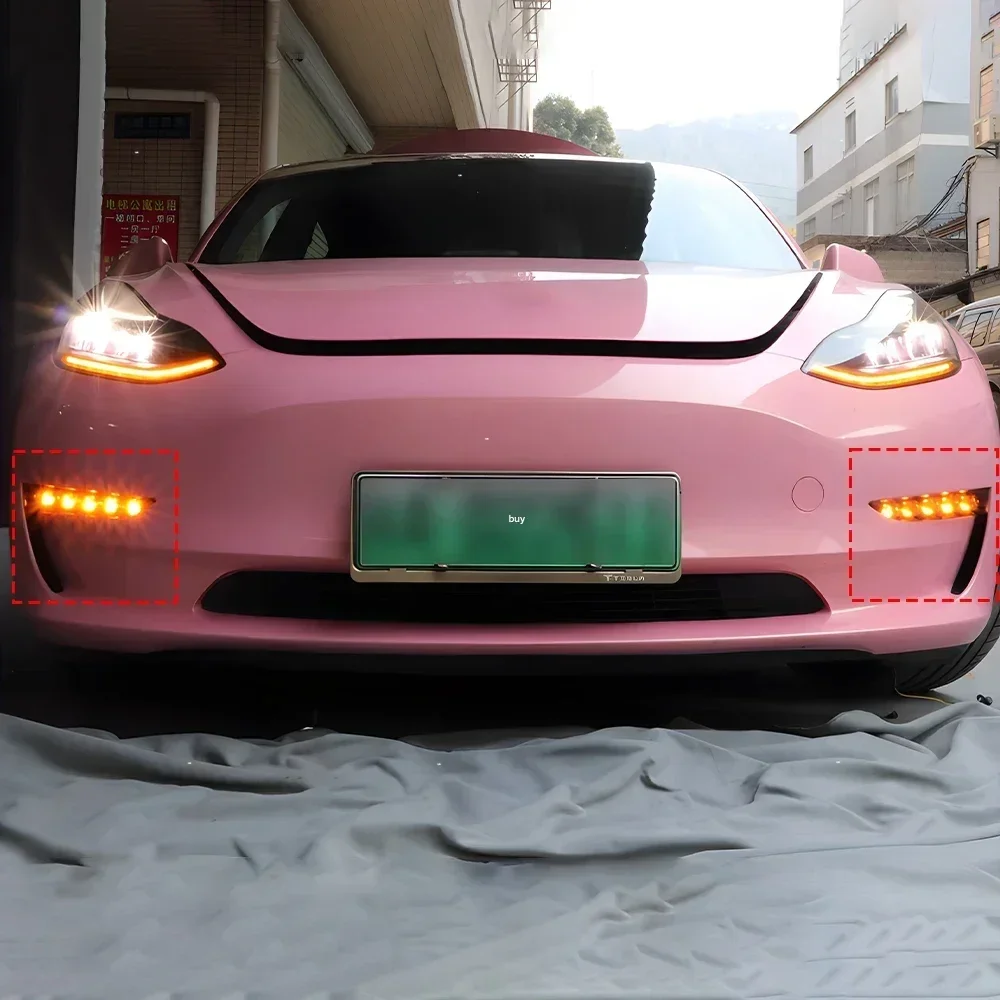 

Для Tesla Model 3 Model Y 2017-2023 передний бампер автомобиля DRL аксессуары обновление светодиодные противотуманные фары дневные ходовые огни в сборе