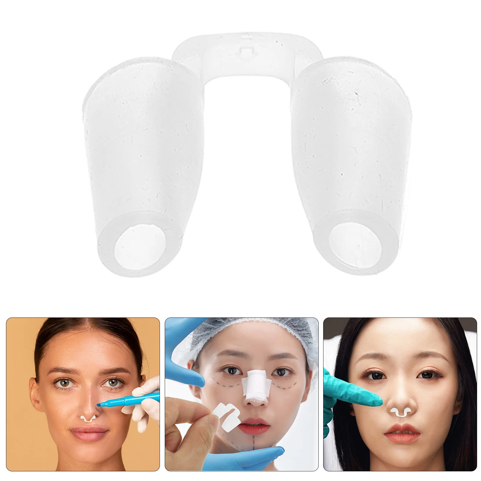 

2pcs Nose Retainer Nasal Support Fixator Transparent Silicone Nostril Spacer Post Rhinoplasty Recovery Supplies