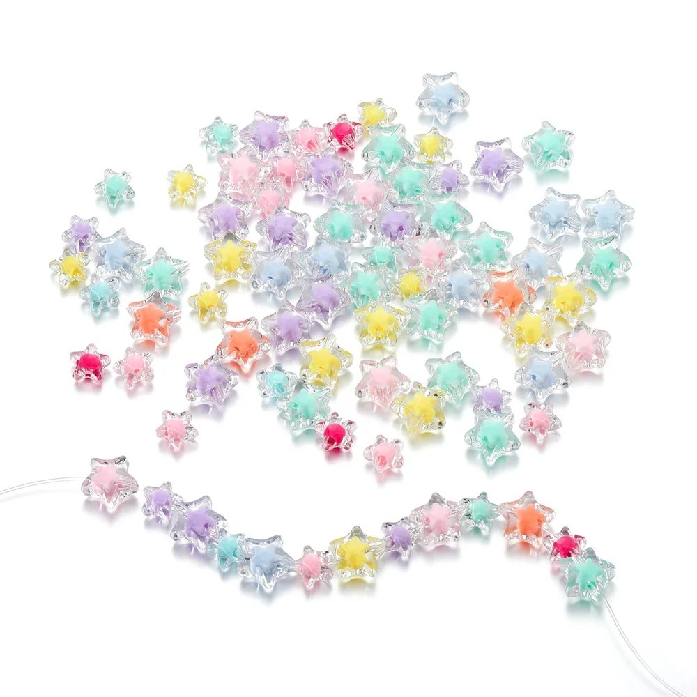 20 teile/los fünfzackige Stern transparente Farbe klar Acryl Spacer lose Perlen für Schmuck machen DIY Armband Zubehör – Detail 4